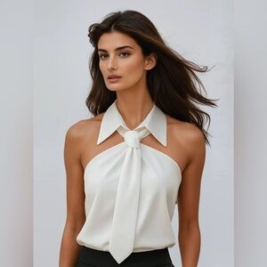 Elegant White Halter Blouse